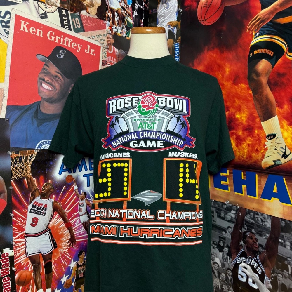 Vintage Rose Bowl 2001 National Championship Miami Hurricanes T Shirt